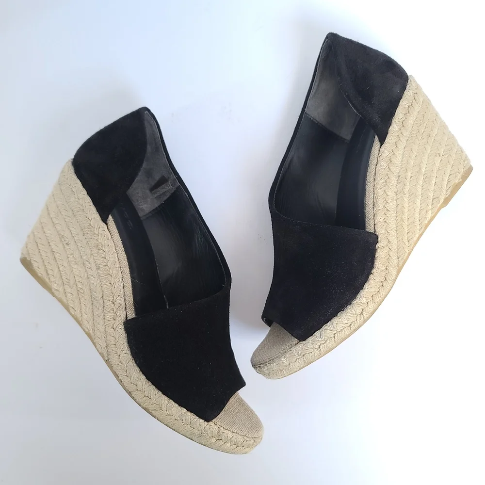 Vince | Sutton Espadrille Wedge Heel Sandal Black